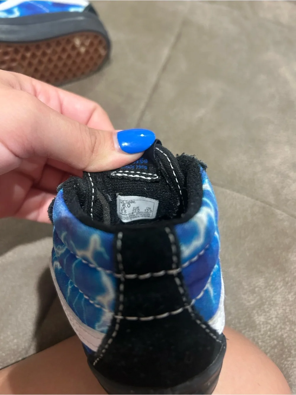 Vans Kids Black and Blue Velcro Skate Sneakers